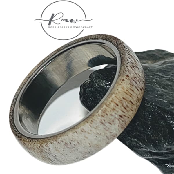 Alaskan Caribou Antler Titanium Ring, Horn Ring, Natural Jewelry, Custom