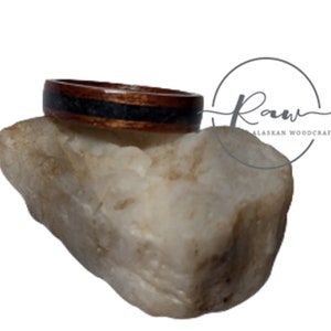 Glacial Stone and Sapele Bent Wood Ring