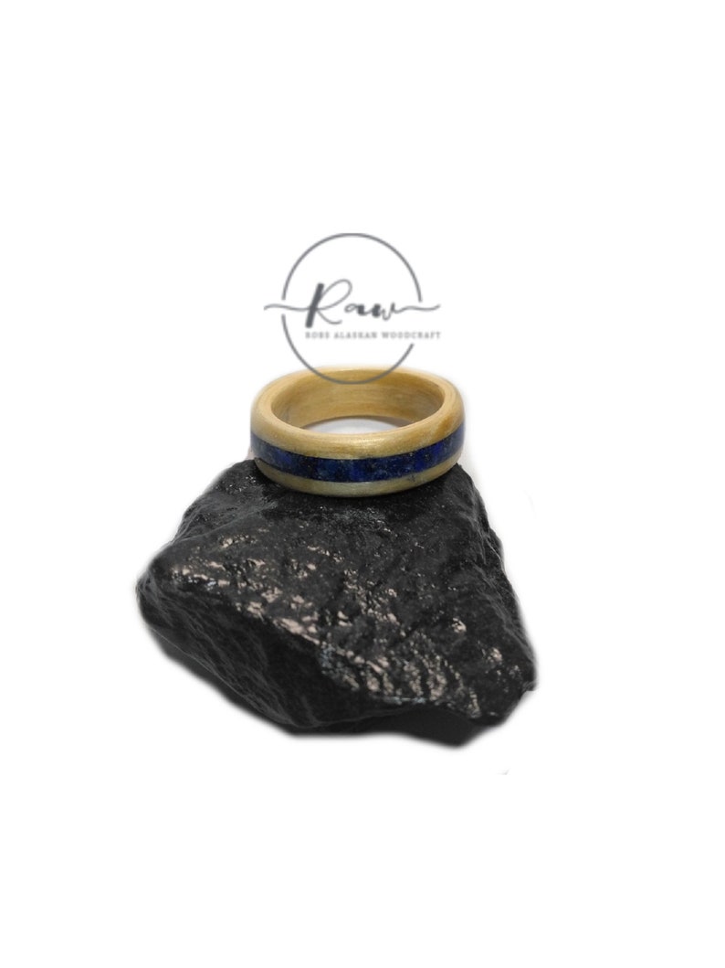 Aspen and Lapis Lazuli Bent Wood Ring - Etsy