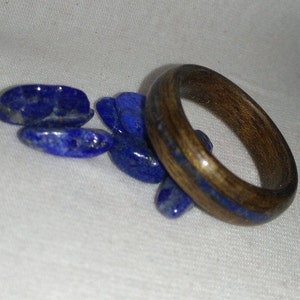 Walnut and Lapis Lazuli bent wood ring