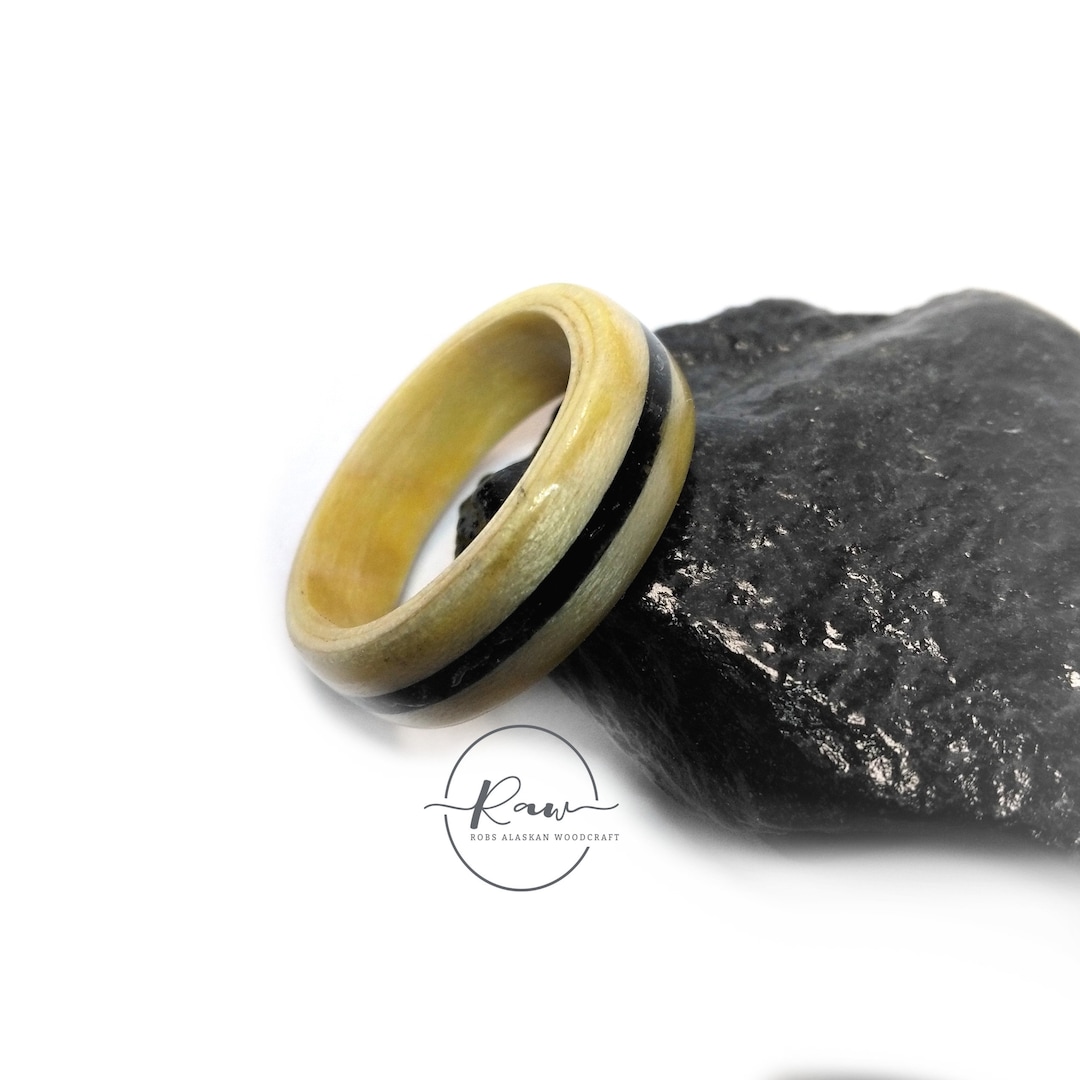 Glacial Stone and Aspen Bent Wood Ring - Etsy
