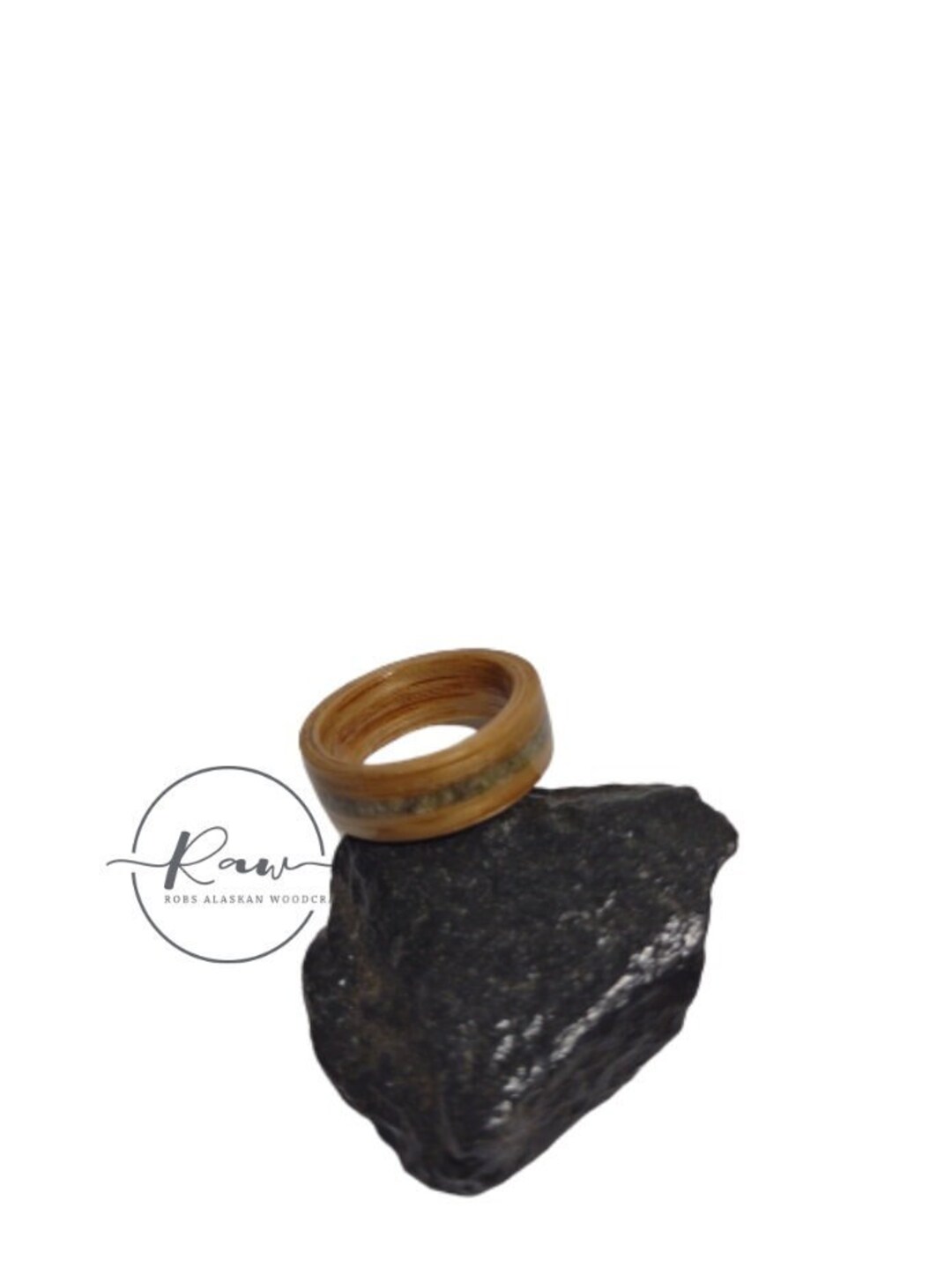 Red Oak and Jade Bentwood Ring - Etsy