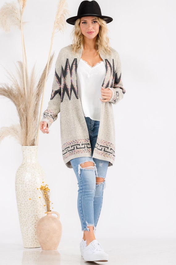 Native print cardigan cheap