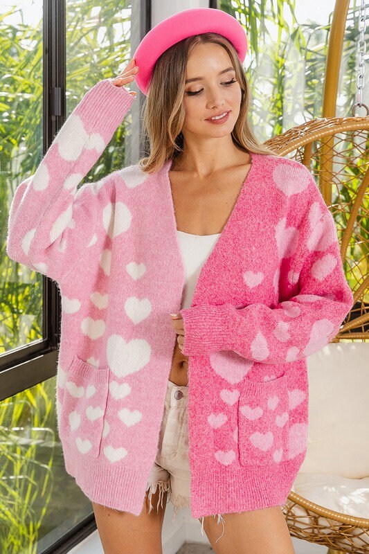 Pink Hearts Cardigan Etsy