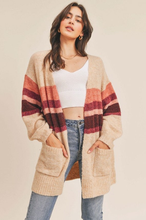 Long cardigan sweater with pockets deals
