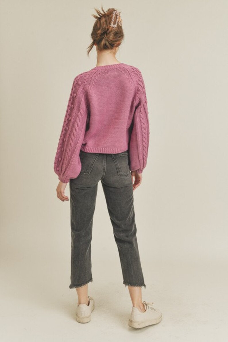 Chunky Cable Knit V-Neck Long Sleeve Button-Up Cardigan in Olive