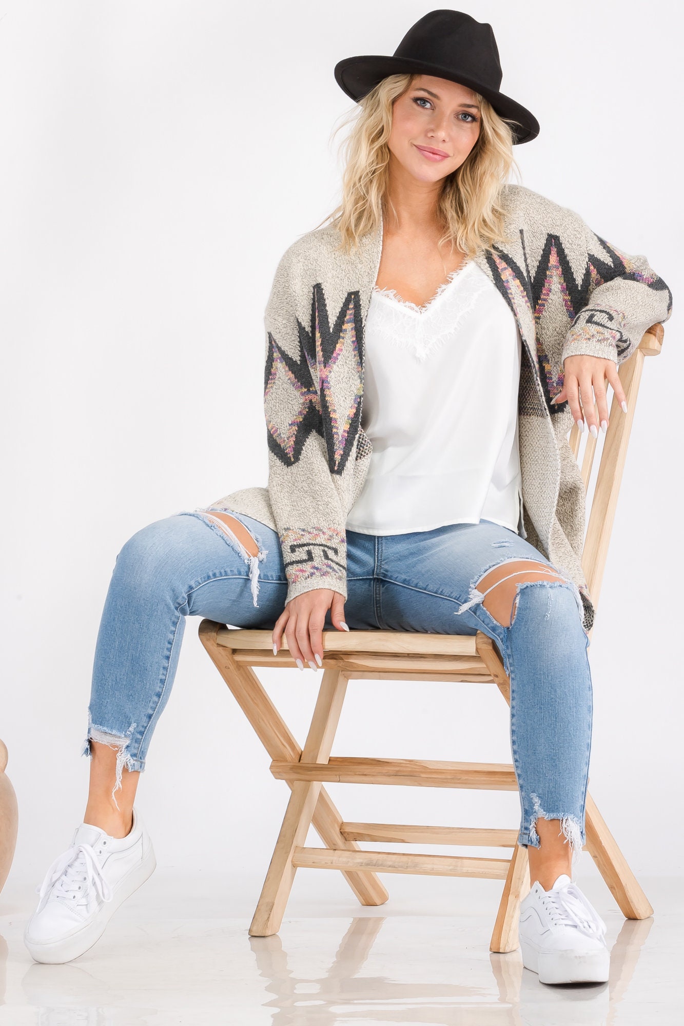 Women's Western Print Native Cardigan Sweater Top Boho Etsy