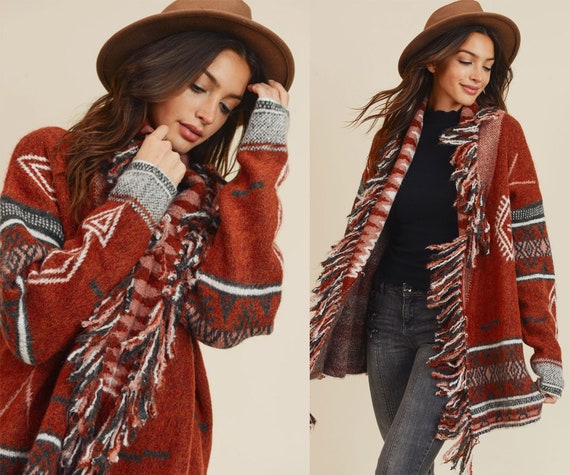 Aztec fringe cardigan sale