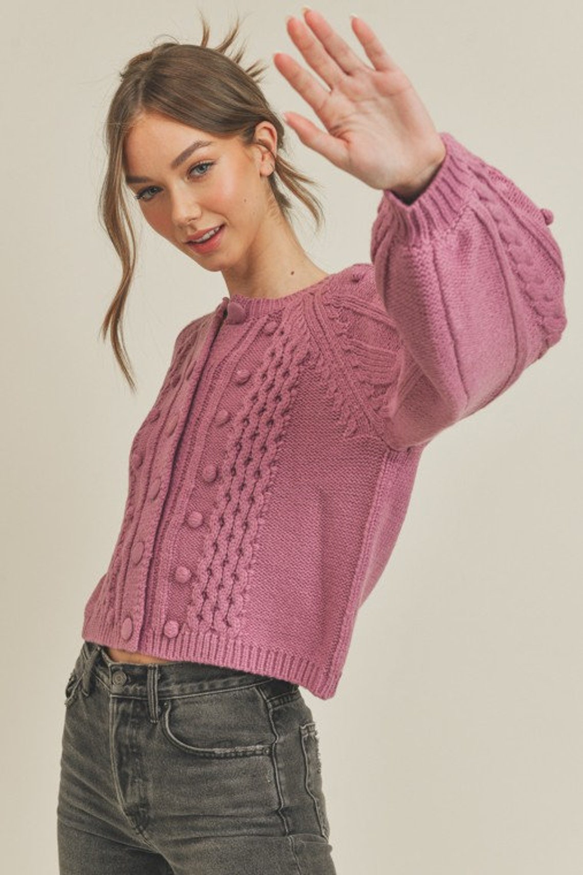 Chunky Cable Knit Cardigan Button Down Sweater Cardigan for - Etsy