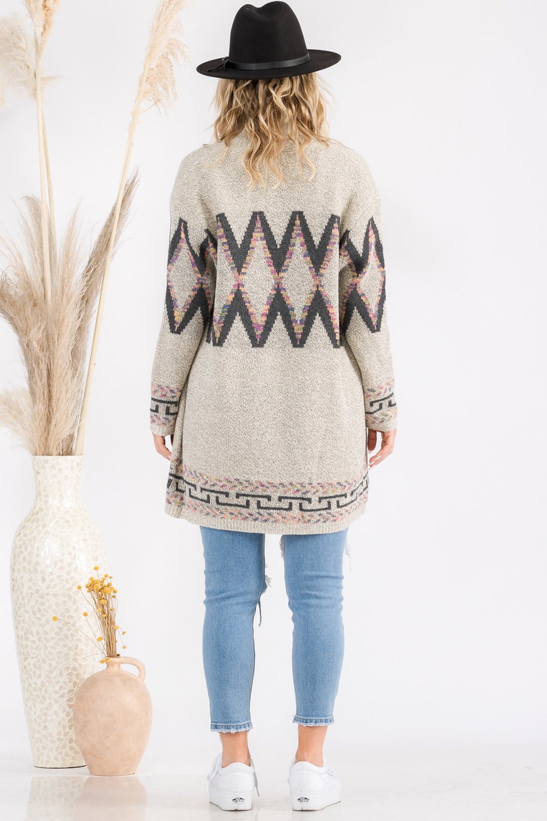 Women's Western Print Native Cardigan Sweater Top Boho Etsy