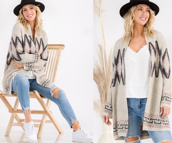 Native hotsell print cardigan