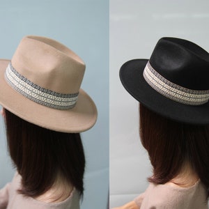 Western Felt Fedora Hat - Brim Hat with Textile Trim