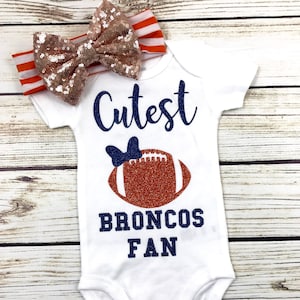 Cutest Broncos Fan Football Bodysuit Outfit For Baby Girl