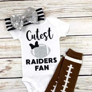 Cutest Raiders Fan Football Bodysuit Outfit For Baby Girl image 2