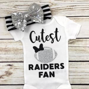 Cutest Raiders Fan Football Bodysuit Outfit For Baby Girl image 1