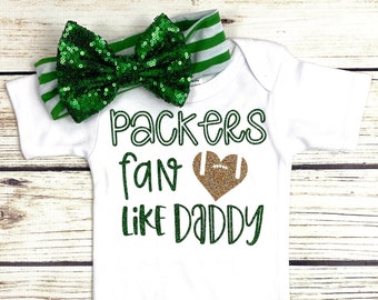 Packers Fan Like Daddy Football Bodysuit Outfit For Baby Girl