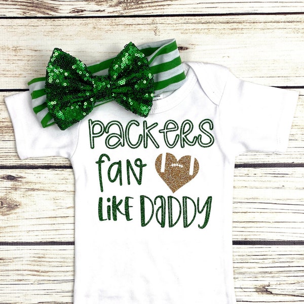 Packers Fan Like Daddy Football Bodysuit Outfit For Baby Girl