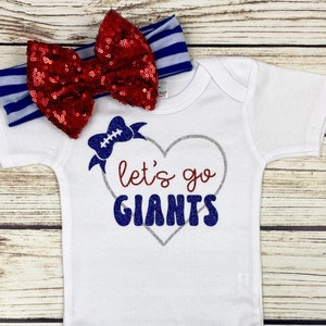 Let&#39;s Go Giants Retro Style Football Bodysuit Outfit For Baby Girl