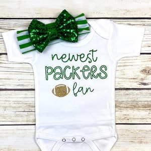 Newest Packers Fan Football Bodysuit Outfit For Baby Girl