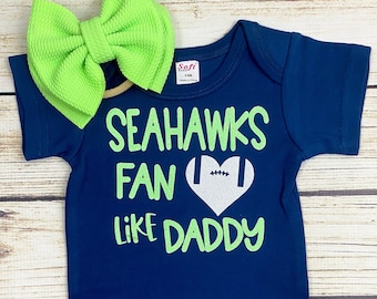 Seahawks Fan Like Daddy Football Bodysuit Outfit for Baby Girl 