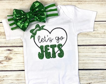 NY Jets Appliqued Romper Dress: Football Baby Outfit - Etsy