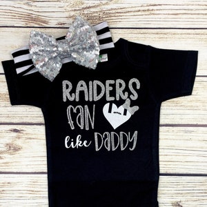 Raiders Fan Like Daddy Football Bodysuit Outfit For Baby Girl