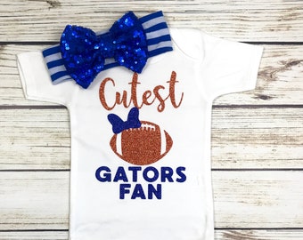 Cutest Gators Fan Football Bodysuit Outfit For Baby Girl