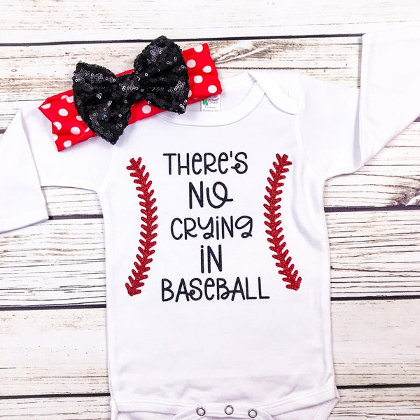 There's No Crying In Baseball New Design Baby Girl Bodysuit Outfit