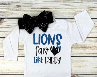 Lions Fan Like Daddy Football Bodysuit Outfit For Baby Girl