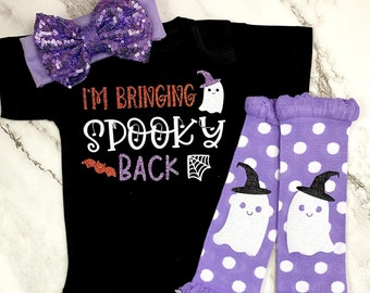 I'm Bringing Spooky Back Bodysuit Outfit Baby Girl First Halloween