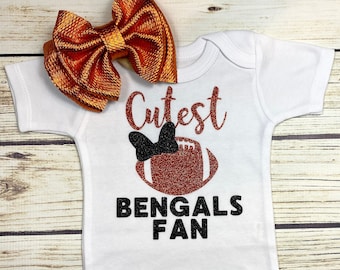Cutest Bengals Fan Football Bodysuit Outfit For Baby Girl