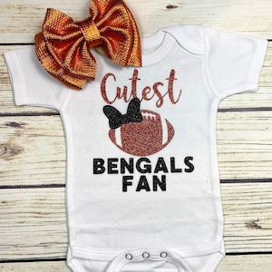 Cutest Bengals Fan Football Bodysuit Outfit For Baby Girl