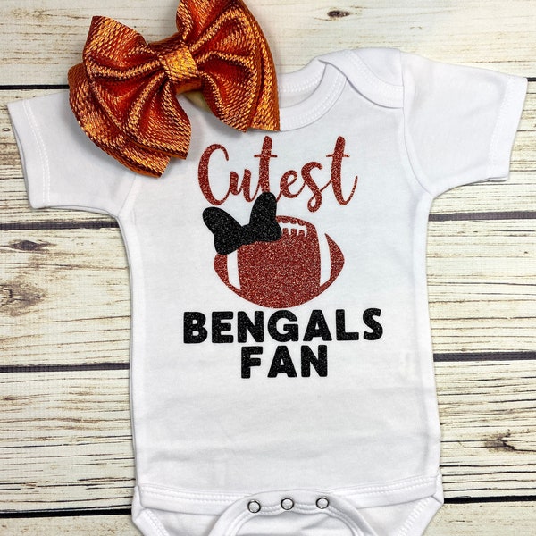 Cutest Bengals Fan Football Bodysuit Outfit For Baby Girl