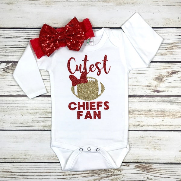 Cutest Chiefs Fan Football Bodysuit Outfit For Baby Girl