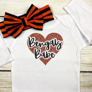 Bengals Babe Football Bodysuit Outfit For Baby Girl newborn Glitter