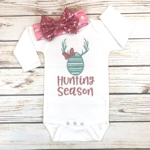 Hunting Season Baby Girl First Easter Outfit Egg Hunting White