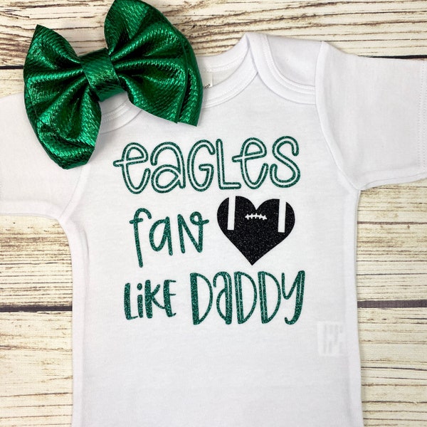 Eagles Fan Like Daddy Football Bodysuit Outfit For Baby Girl