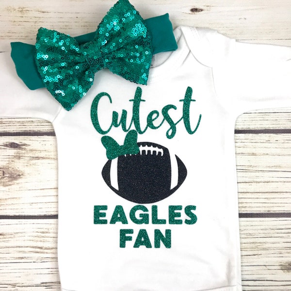 Cutest Eagles Fan Football Bodysuit Outfit For Baby Girl