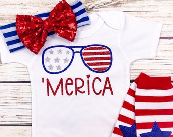baby girl red white and blue outfit