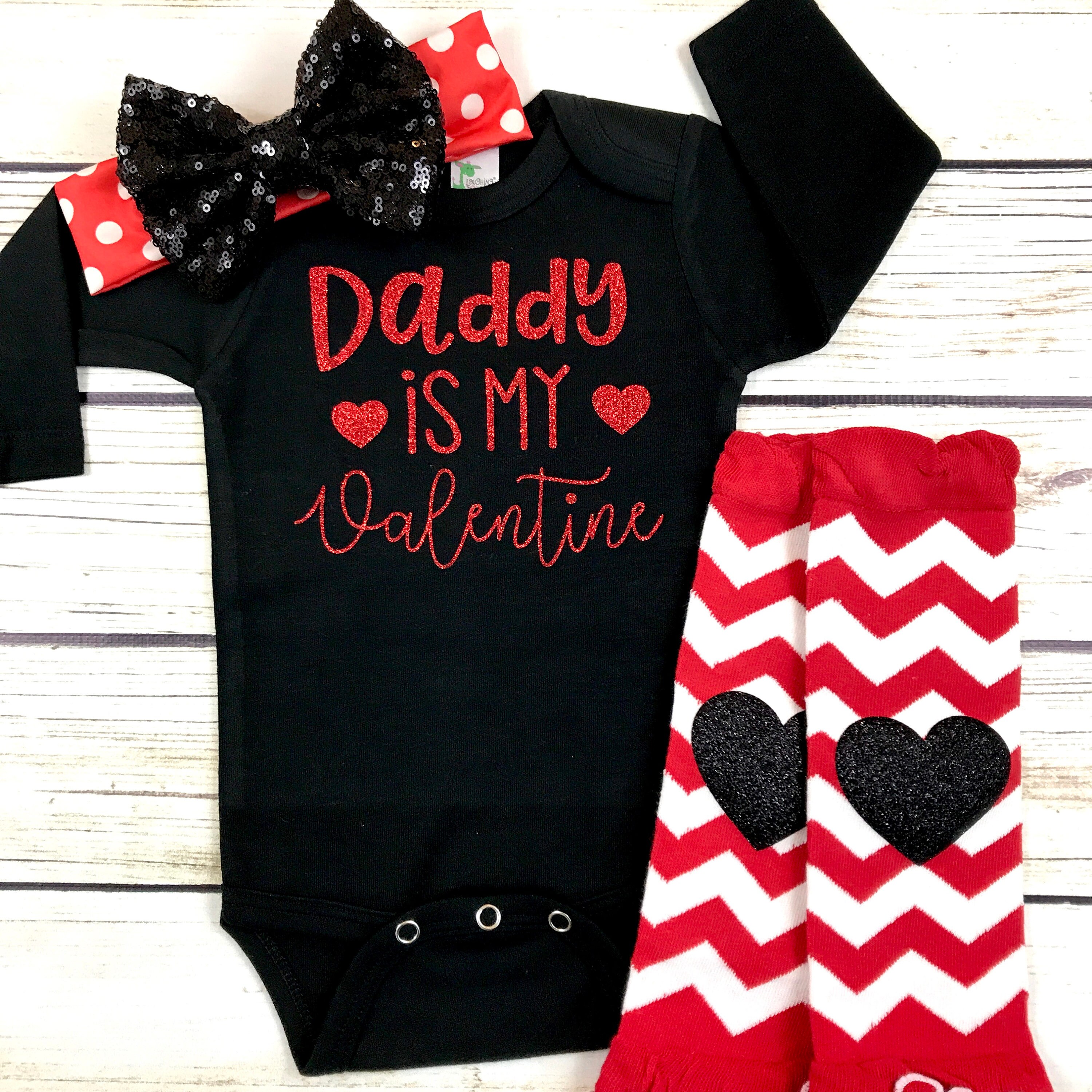 Daddy is My Valentine Baby Girl Valentines Day Outfit Red and Etsy