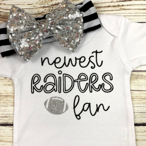 Newest Raiders Fan Football Bodysuit Outfit For Baby Girl