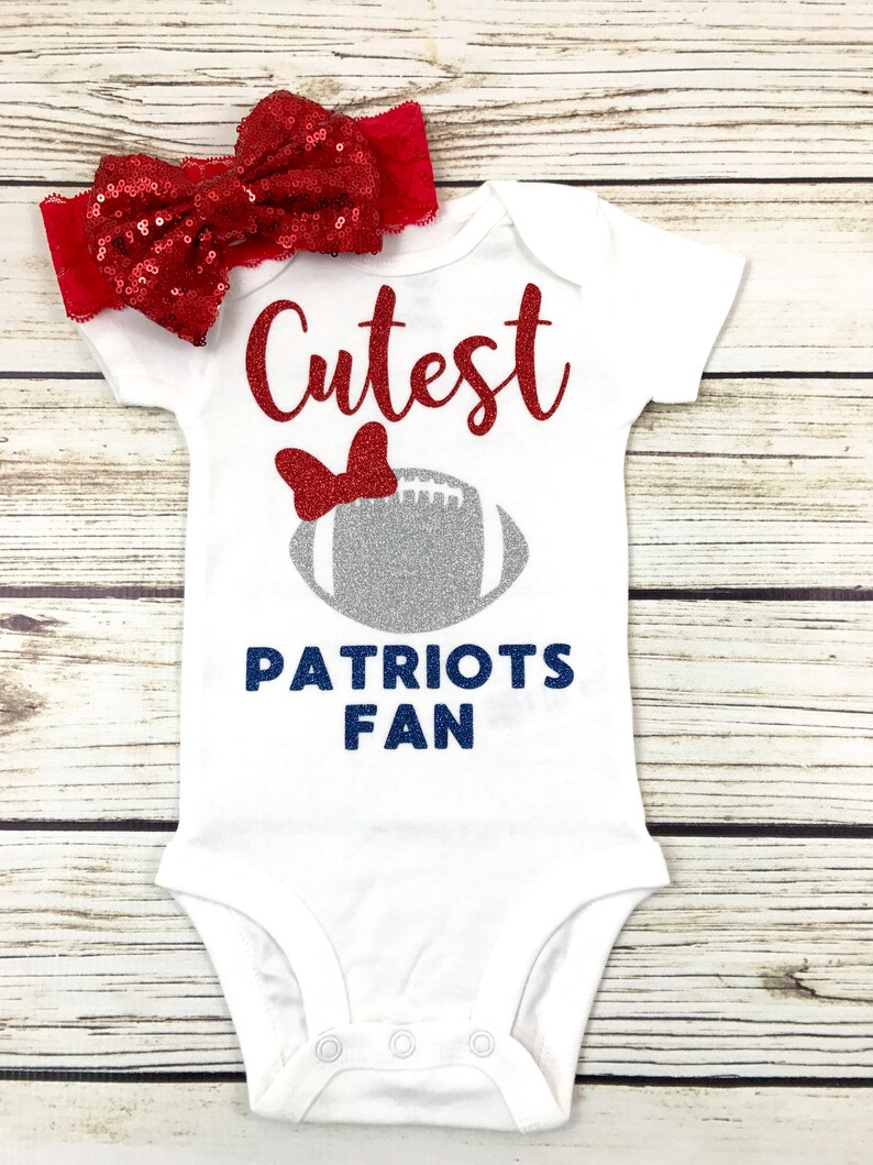 Cutest Patriots Fan Football Bodysuit Outfit For Baby Girl image 1