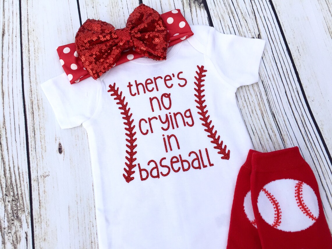 There's No Crying In Baseball Baby Girl Outfit | Etsy