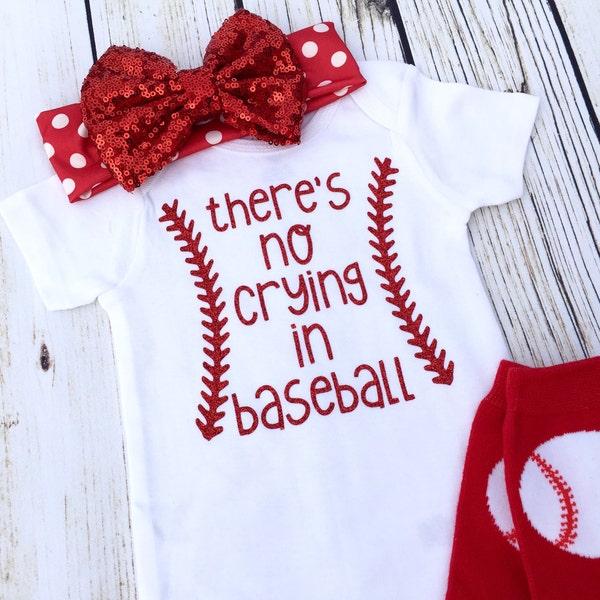 There's No Crying In Baseball Baby Girl Outfit