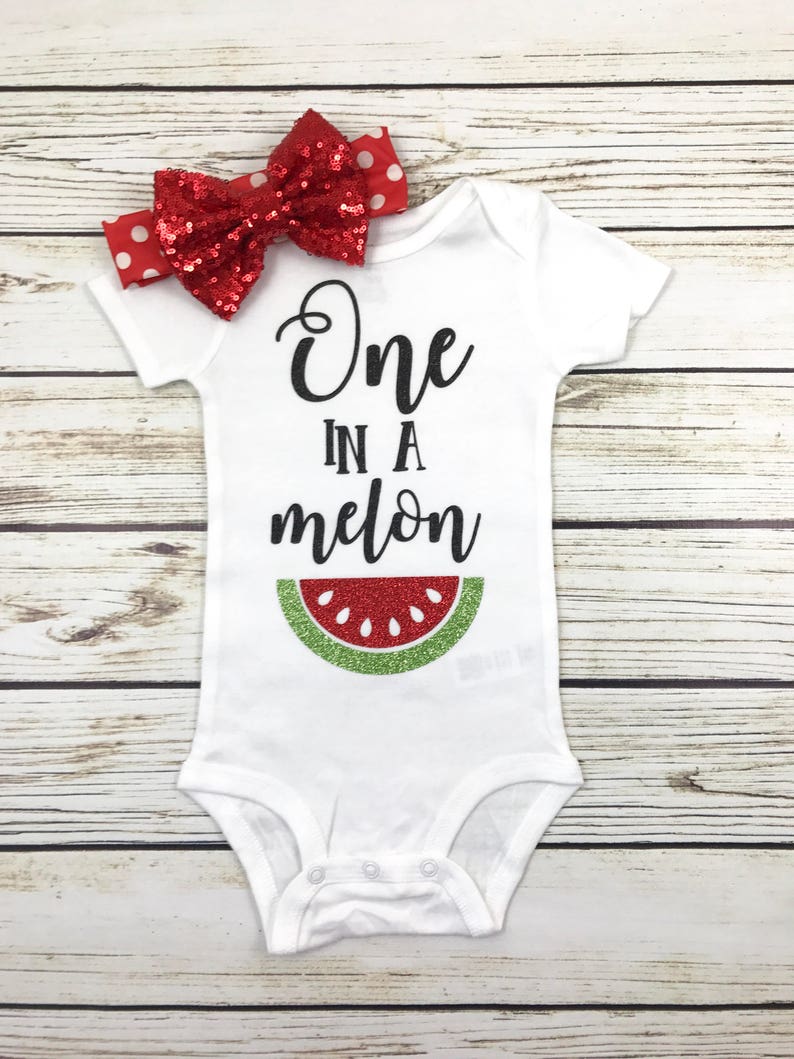 one in a melon first birthday outfit
