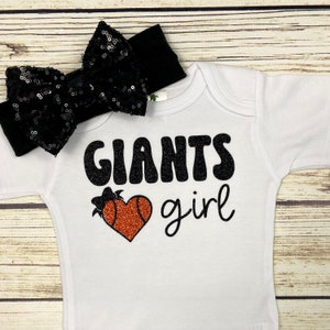 Giants Girl Baseball Heart Orange and Black Bodysuit Outfit For Baby Girl