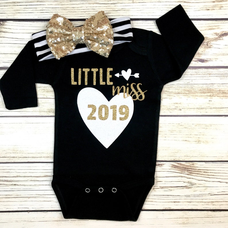 Little Miss 2019 New Years Eve Bodysuit Outfit For Baby Girl