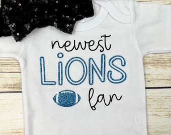 Newest Lions Fan Football Bodysuit Outfit For Baby Girl