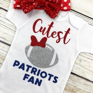 Cutest Patriots Fan Football Bodysuit Outfit For Baby Girl image 4