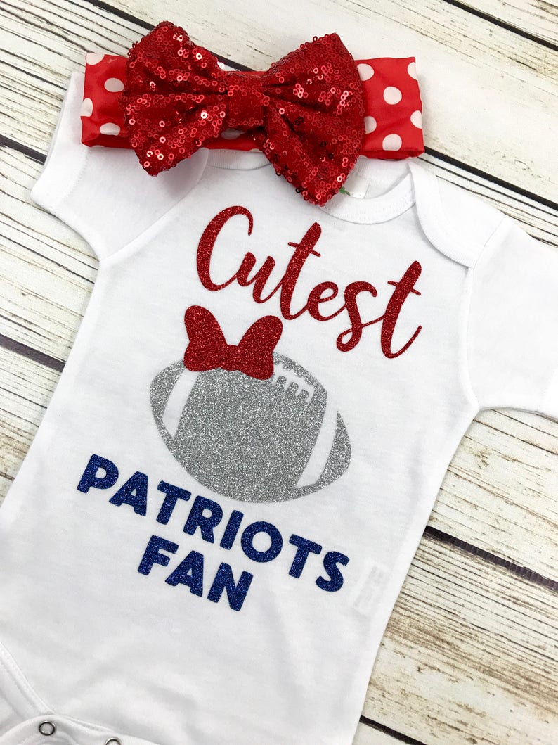 Cutest Patriots Fan Football Bodysuit Outfit For Baby Girl image 4